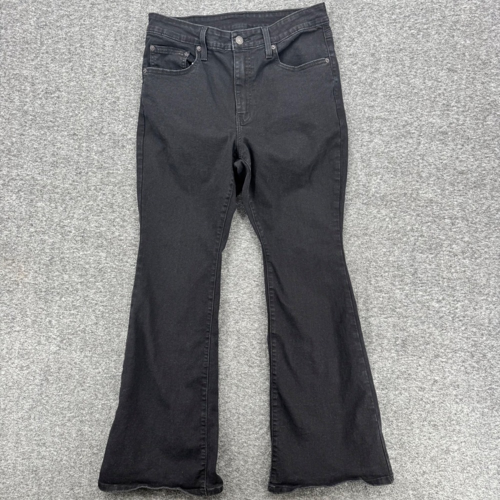 Levis 311 Shaping Flare Jeans Womens W31‎ Long Solid Black Stretch Denim